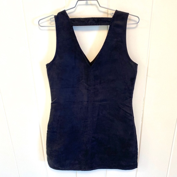 🌻 Suede Nordstrom 5/48 faux leather black jumper mini dress - Picture 2 of 14